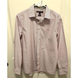 Michael Kors men's classic fit red and white long sleeve shirt/ size medium